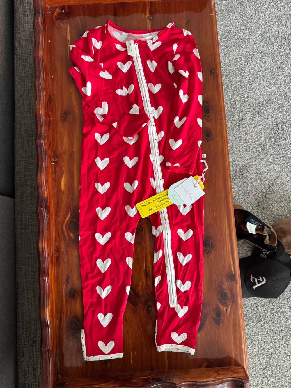 SweetHoney Pink Onesie with White Heart Print